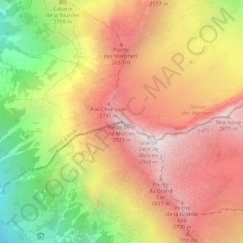 Mappa topografica Petite Dent de Morcles, altitudine, rilievo