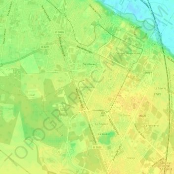 Mappa topografica CHU Orléans, altitudine, rilievo