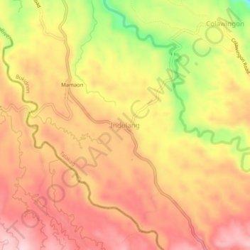 Mappa topografica Indulang, altitudine, rilievo