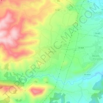 Mappa topografica Yátova, altitudine, rilievo