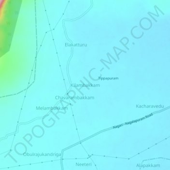Mappa topografica Kilambakkam, altitudine, rilievo