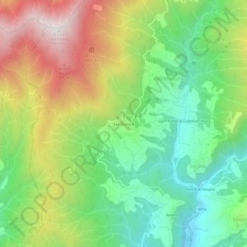 Mappa topografica San Quirico, altitudine, rilievo