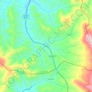 Mappa topografica Trade, altitudine, rilievo