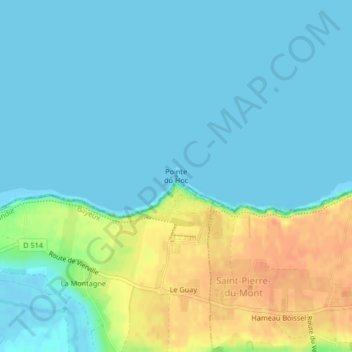 Mappa topografica Pointe du Hoc, altitudine, rilievo