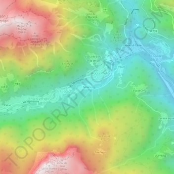 Mappa topografica Sorarù, altitudine, rilievo