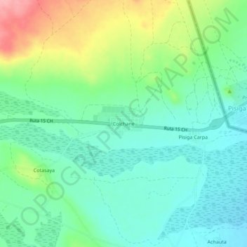 Mappa topografica Colchane, altitudine, rilievo