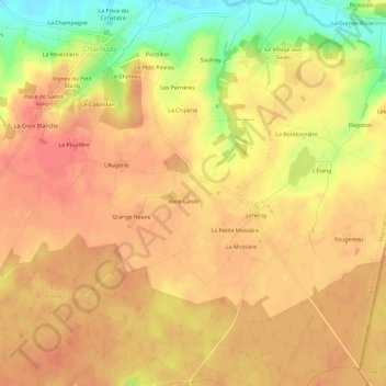 Mappa topografica Bellande, altitudine, rilievo