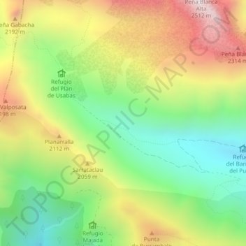 Mappa topografica Cueva Os Cachals, altitudine, rilievo