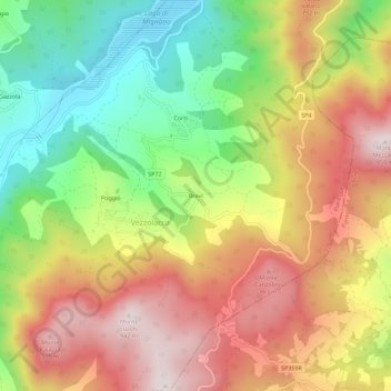 Mappa topografica Bravi, altitudine, rilievo
