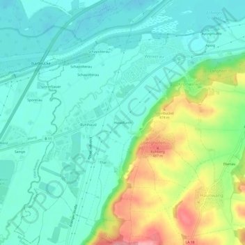 Mappa topografica Haselfurth, altitudine, rilievo