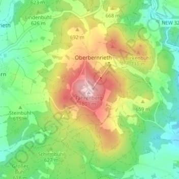 Mappa topografica Oberfahrenberg, altitudine, rilievo