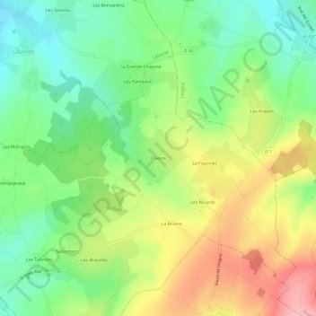 Mappa topografica Chievre, altitudine, rilievo