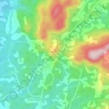 Mappa topografica Nkomesse, altitudine, rilievo