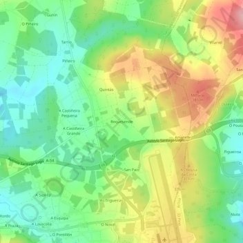 Mappa topografica Requesende, altitudine, rilievo