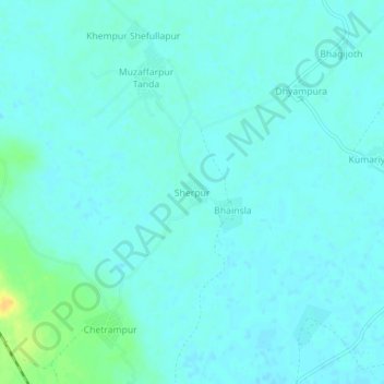 Mappa topografica Sherpur, altitudine, rilievo