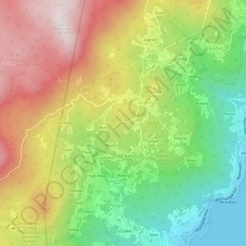 Mappa topografica Guštići, altitudine, rilievo