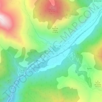 Mappa topografica Barruera, altitudine, rilievo