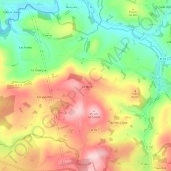Mappa topografica Le Mont, altitudine, rilievo
