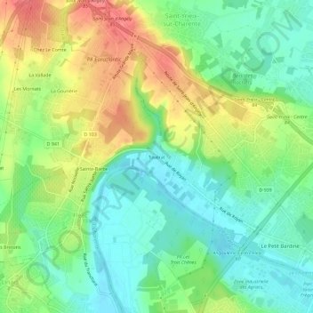 Mappa topografica Touérat, altitudine, rilievo
