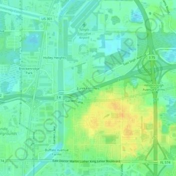 Mappa topografica Eureka Homes, altitudine, rilievo
