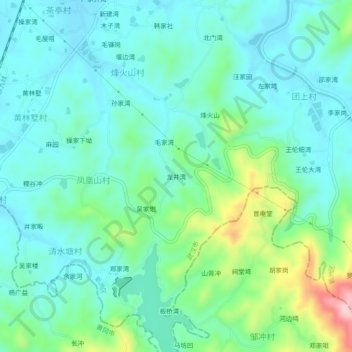 Mappa topografica 龙井湾, altitudine, rilievo
