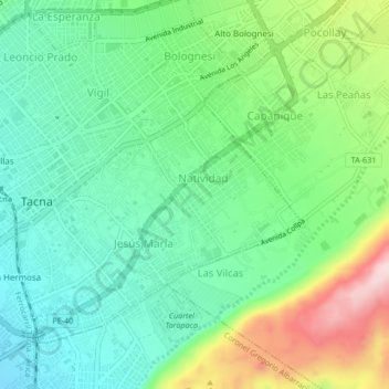 Mappa topografica Natividad, altitudine, rilievo