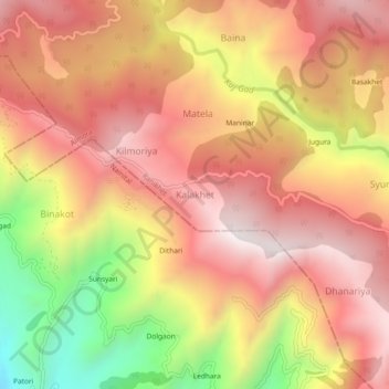 Mappa topografica Kalakhet, altitudine, rilievo