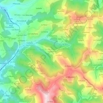 Mappa topografica La Comba, altitudine, rilievo
