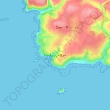 Mappa topografica Heybrook Bay, altitudine, rilievo