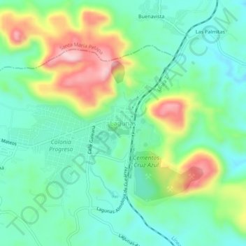 Mappa topografica Lagunas, altitudine, rilievo
