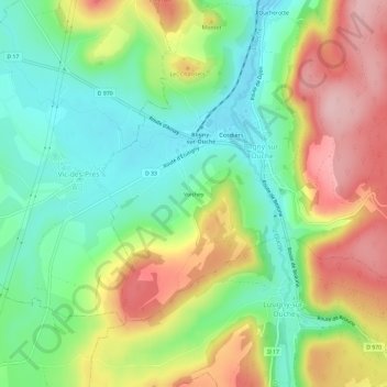 Mappa topografica Voichey, altitudine, rilievo