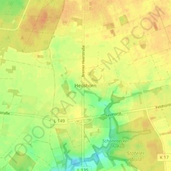 Mappa topografica Heilshorn, altitudine, rilievo