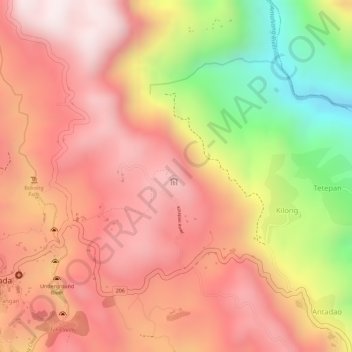 Mappa topografica Kiltepan Peak, altitudine, rilievo