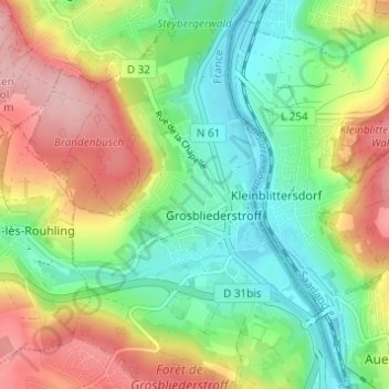Mappa topografica Mess, altitudine, rilievo