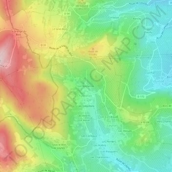 Mappa topografica Les Rochettes, altitudine, rilievo