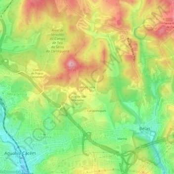 Mappa topografica Venda Seca, altitudine, rilievo