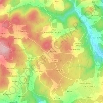 Mappa topografica O Empalme, altitudine, rilievo