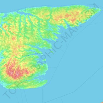 Mappa topografica Boughton Island, altitudine, rilievo