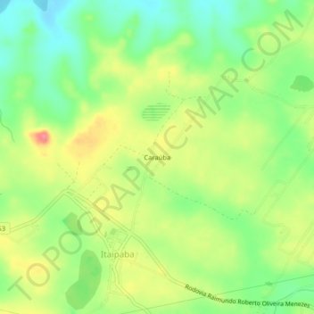 Mappa topografica Caraúba, altitudine, rilievo