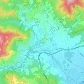 Mappa topografica Calonge, altitudine, rilievo