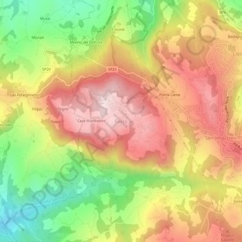 Mappa topografica Faeto, altitudine, rilievo