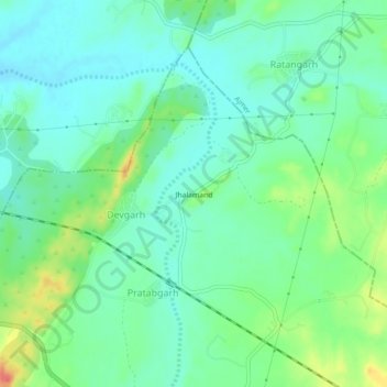 Mappa topografica Jhalamand, altitudine, rilievo