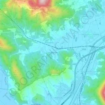 Mappa topografica Castiglioncello, altitudine, rilievo