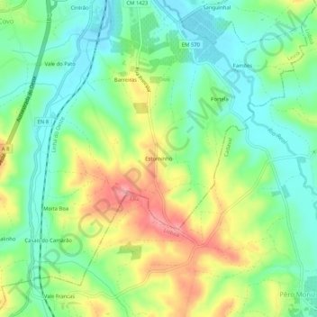 Mappa topografica Estorninho, altitudine, rilievo