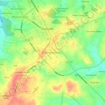 Mappa topografica Grassland Addition, altitudine, rilievo