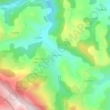 Mappa topografica La Claparède, altitudine, rilievo