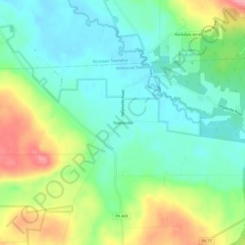 Mappa topografica Teepleville, altitudine, rilievo