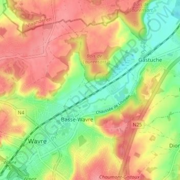 Mappa topografica Le Culot, altitudine, rilievo