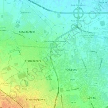 Mappa topografica Spagnuolo, altitudine, rilievo