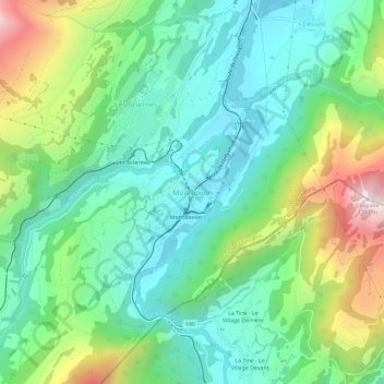 Mappa topografica Montbovon, altitudine, rilievo